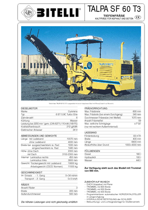 Пътни фрези Bitelli SF 60 T3