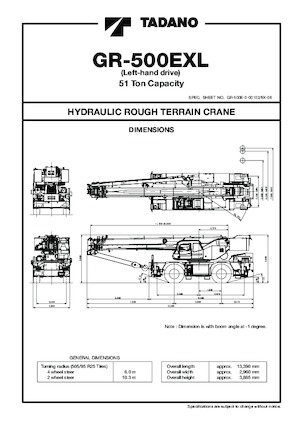 Кранове за груби терени Tadano GR-500EXL