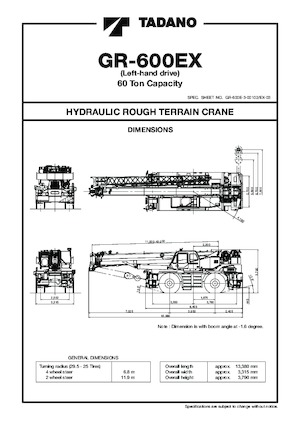 Кранове за груби терени Tadano GR-600EX-3