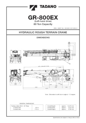 Кранове за груби терени Tadano GR-800EX-3