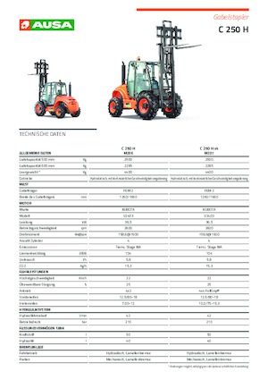 Високоповдигачи с висока проходимост Ausa C 250 H