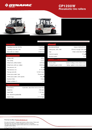 Гуменоколесни валяци Dynapac CP1200W