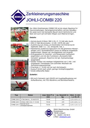 Машини за раздробяване (шредери) Johli Combi 220 B