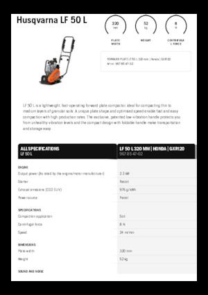 Виброплочи с преден ход Husqvarna LF 50 L