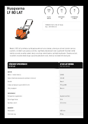 Виброплочи с преден ход Husqvarna LF 80 LAT