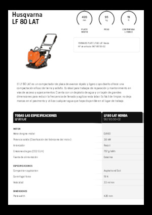 Виброплочи с преден ход Husqvarna LF 80 LAT