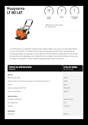 Виброплочи с преден ход Husqvarna LF 80 LAT
