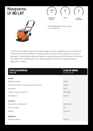 Виброплочи с преден ход Husqvarna LF 80 LAT