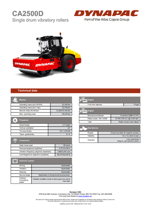 Еднобандажни валяци Dynapac CA 2500 D
