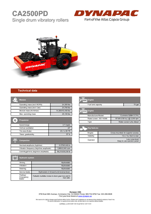 Еднобандажни валяци Dynapac CA 2500 PD
