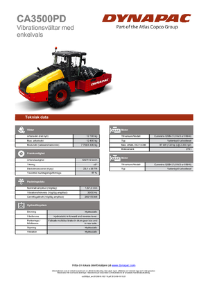 Еднобандажни валяци Dynapac CA 3500 PD