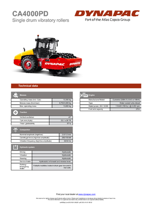 Еднобандажни валяци Dynapac CA 4000 PD