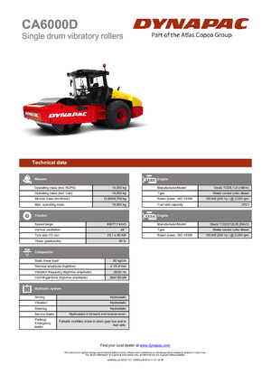 Еднобандажни валяци Dynapac CA 6000 D