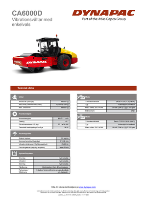 Еднобандажни валяци Dynapac CA 6000 D
