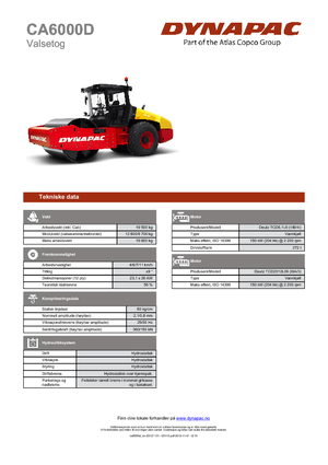 Еднобандажни валяци Dynapac CA 6000 D