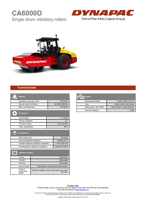 Еднобандажни валяци Dynapac CA 6000 D