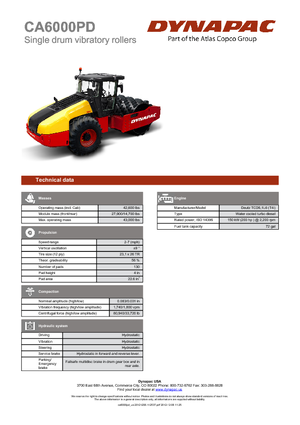 Еднобандажни валяци Dynapac CA 6000 PD