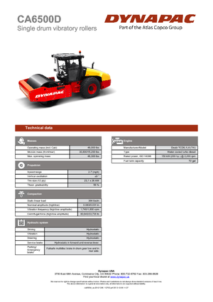 Еднобандажни валяци Dynapac CA 6500 D