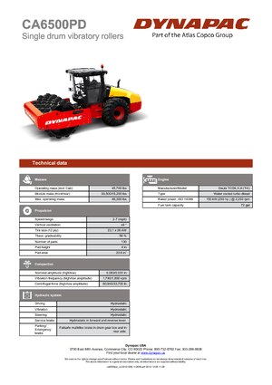 Еднобандажни валяци Dynapac CA 6500 PD