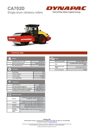 Еднобандажни валяци Dynapac CA 702 D
