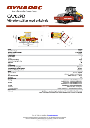 Еднобандажни валяци Dynapac CA 702 PD