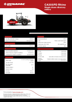 Еднобандажни валяци Dynapac CA305PD Rhino
