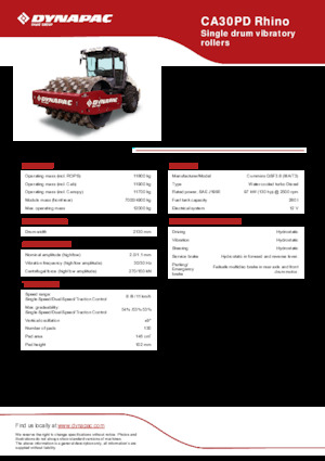 Еднобандажни валяци Dynapac CA30PD Rhino