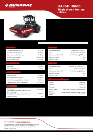 Еднобандажни валяци Dynapac CA35D Rhino