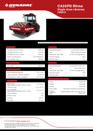 Еднобандажни валяци Dynapac CA35PD Rhino