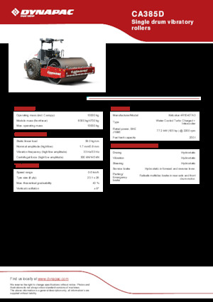 Еднобандажни валяци Dynapac CA385D
