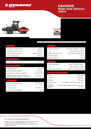 Еднобандажни валяци Dynapac CA4600D