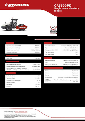 Еднобандажни валяци Dynapac CA5500PD