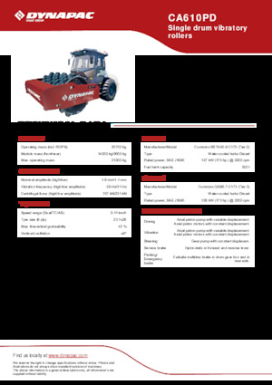 Еднобандажни валяци Dynapac CA610PD