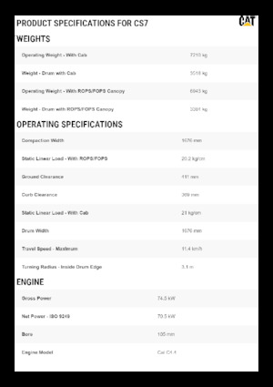 Еднобандажни валяци Caterpillar CS7