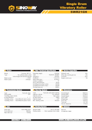 Еднобандажни валяци Sinoway SWR216H