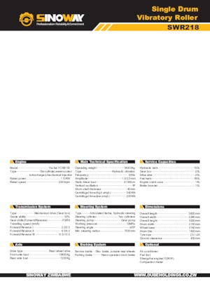 Еднобандажни валяци Sinoway SWR218