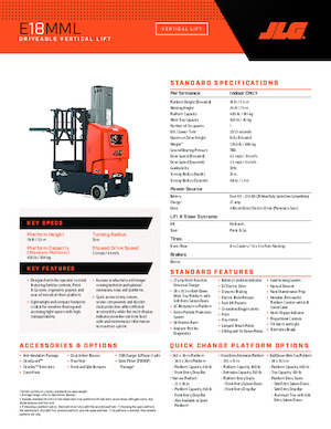 Подемници с единична вертикална мачта JLG E18MML
