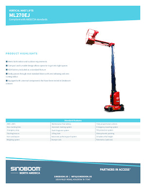 Подемници с единична вертикална мачта Sinoboom ML270EJ
