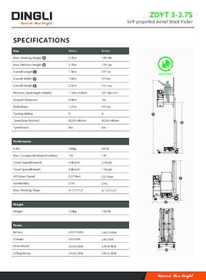Подемници с единична вертикална мачта Dingli ZDYT3-3.7S