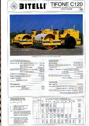 Еднобандажни валяци Bitelli Tifone C 120 PD DT