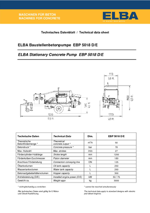 Стационарни бетонопомпи Elba EBP 5018 E