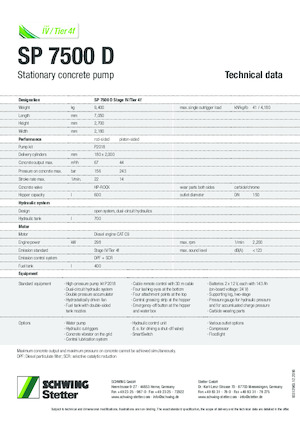 Стационарни бетонопомпи SCHWING-Stetter SP 7500 D