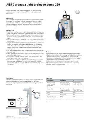 Водни помпи за мръсна вода ABS-Pumpen Coronada 250 W