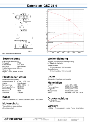 Водни помпи за мръсна вода Tsurumi-Pumpen GSZ75-4