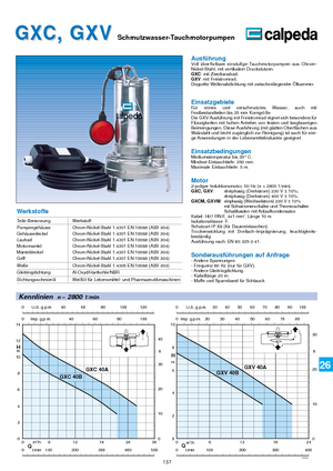 Водни помпи за мръсна вода Calpeda GXV 40 B