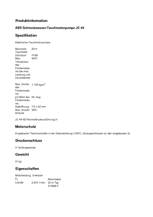 Водни помпи за мръсна вода ABS-Pumpen JC 34 HD