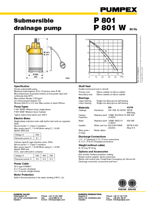 Водни помпи за мръсна вода Pumpex P 801 N 32