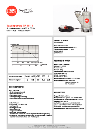 Водни помпи за мръсна вода Mast-Pumpen TP 15-1