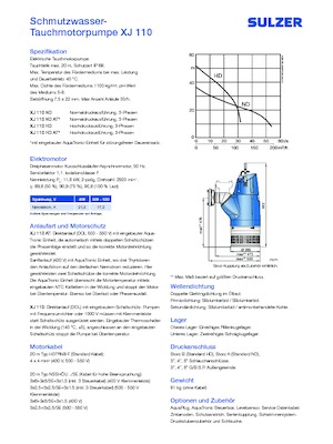 Водни помпи за мръсна вода Sulzer XJ 110 ND