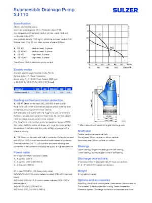 Водни помпи за мръсна вода Sulzer XJ 110 ND